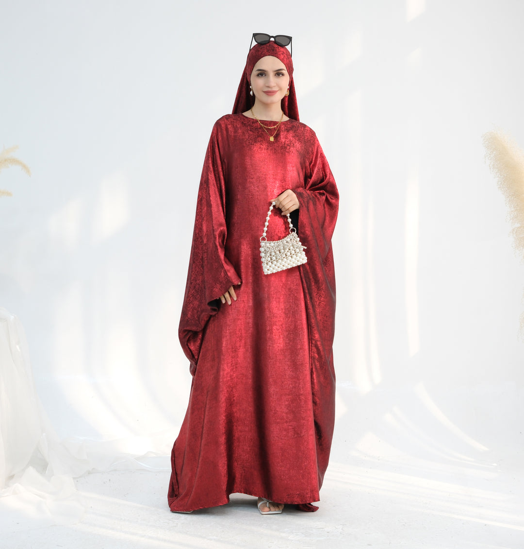Luxury Butterfly Abaya - Red - Nour Modesty