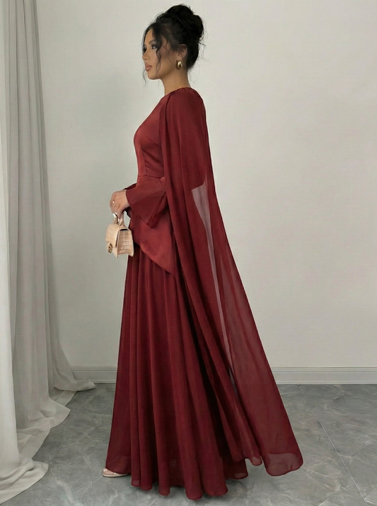 Diana Modest Dress - Burgundy