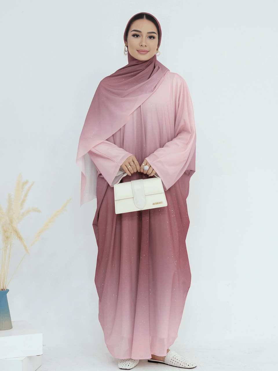 Ombre Sparkly Abaya + Hijab Set Blue