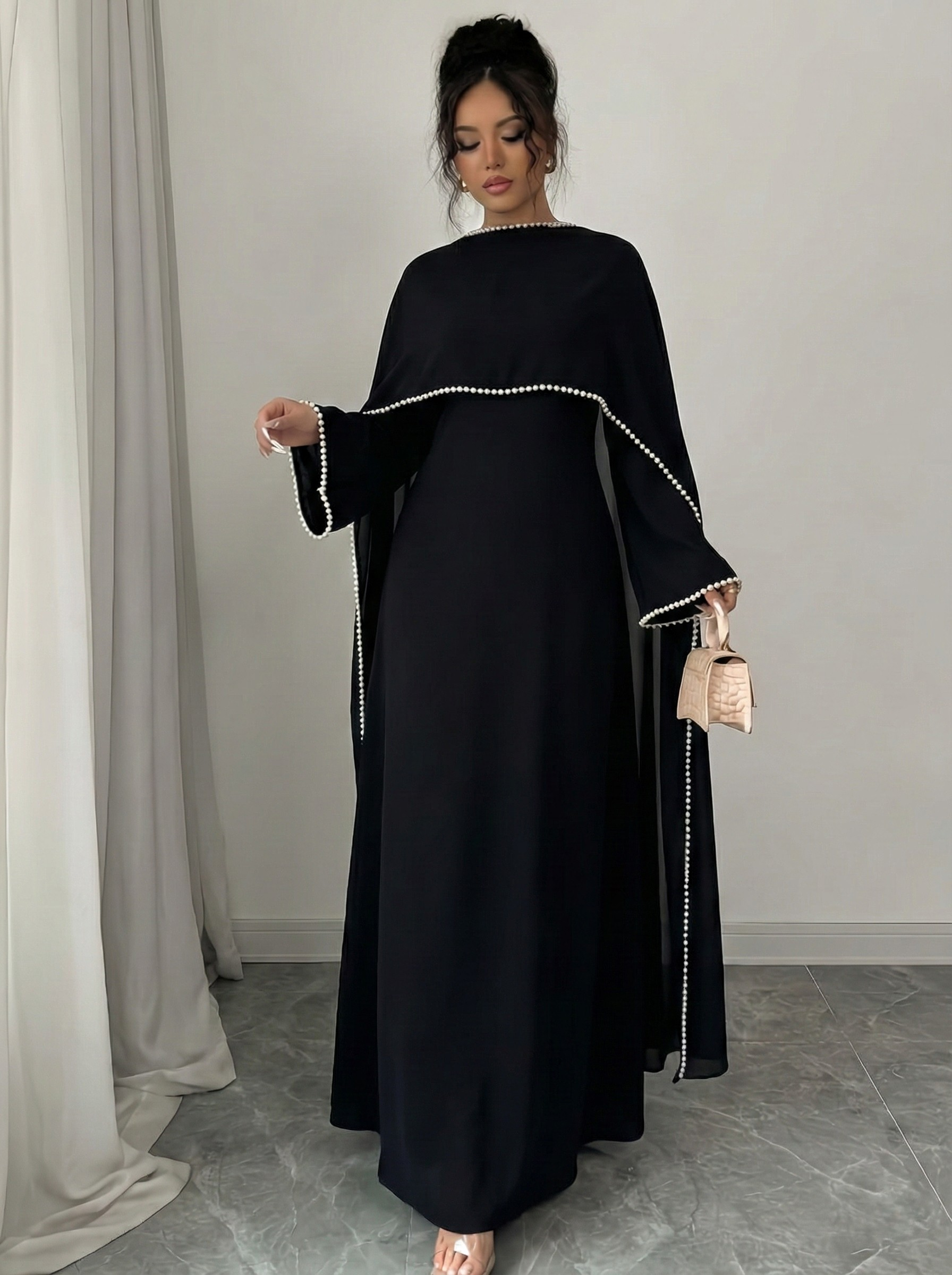 long black modest dress Modest Formal Glittery Geometric Dress 477 Black, 10