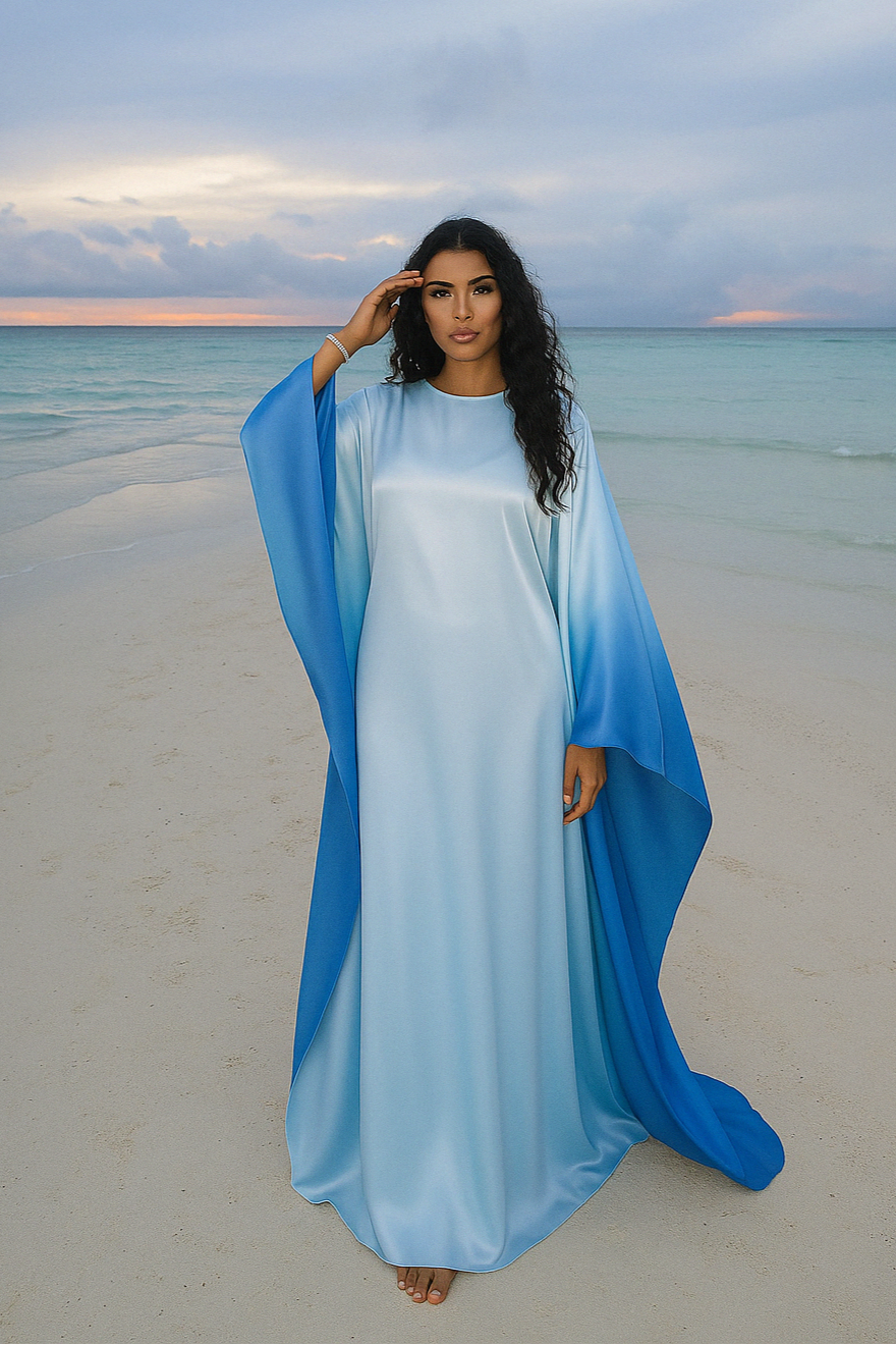 Luxury Ombre Butterfly Abaya - Green - Nour Modesty
