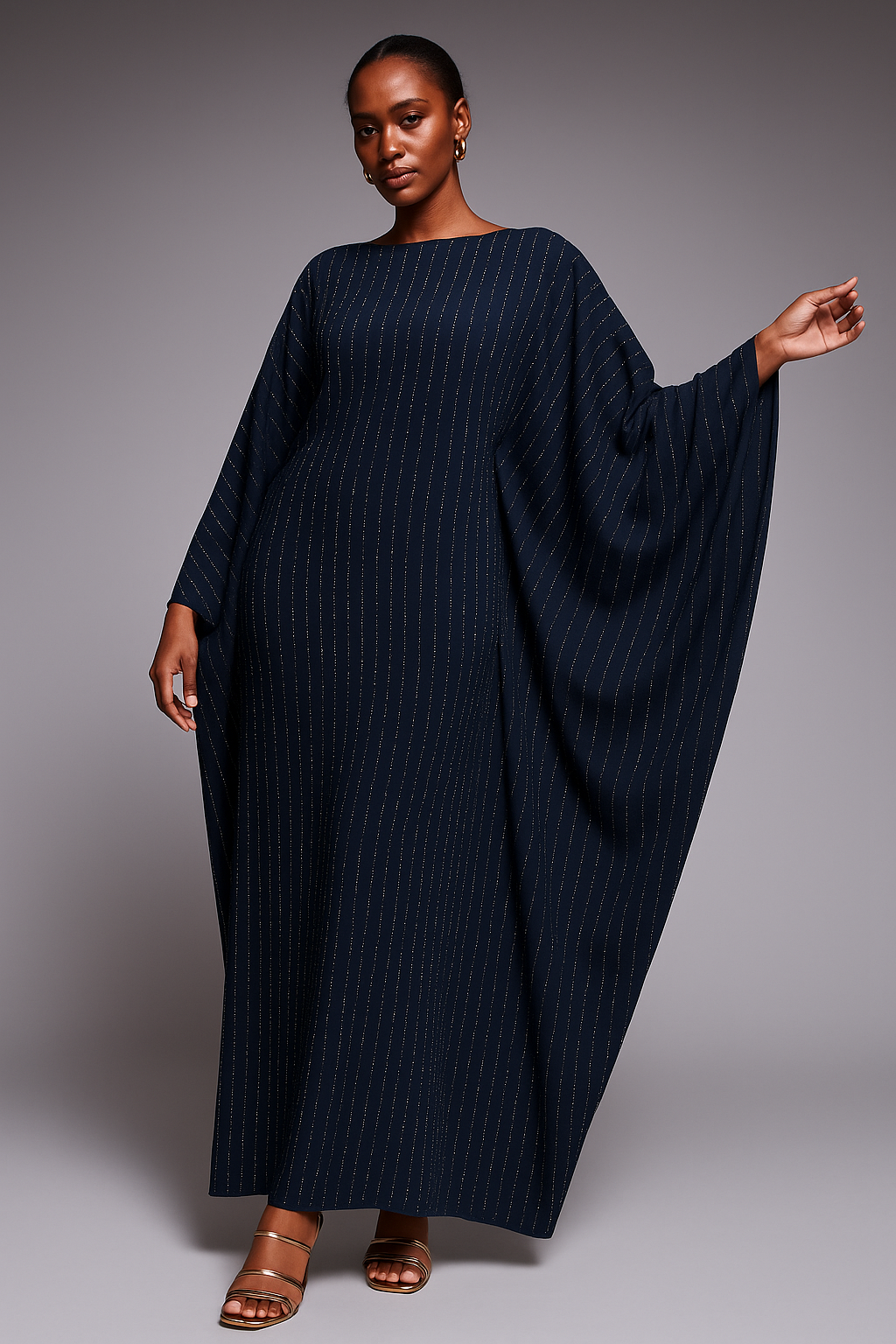 Rhinestone Butterfly Abaya Blue