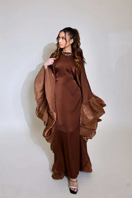 Luxury Silk Organza Butterfly Abaya - Black - Nour Modesty