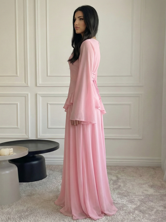 Aurora Modest Dress Pink - Nour Modesty