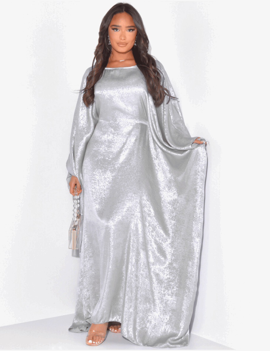Luxury Silk Butterfly Abaya White