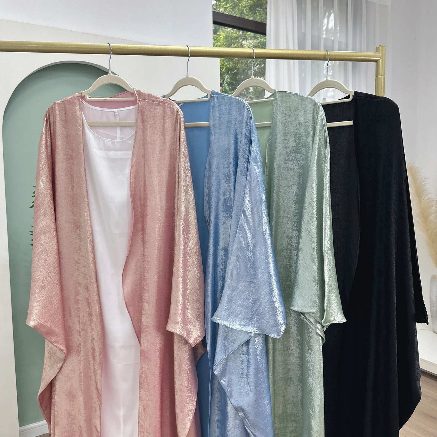 Elegant Open Abaya - Pink