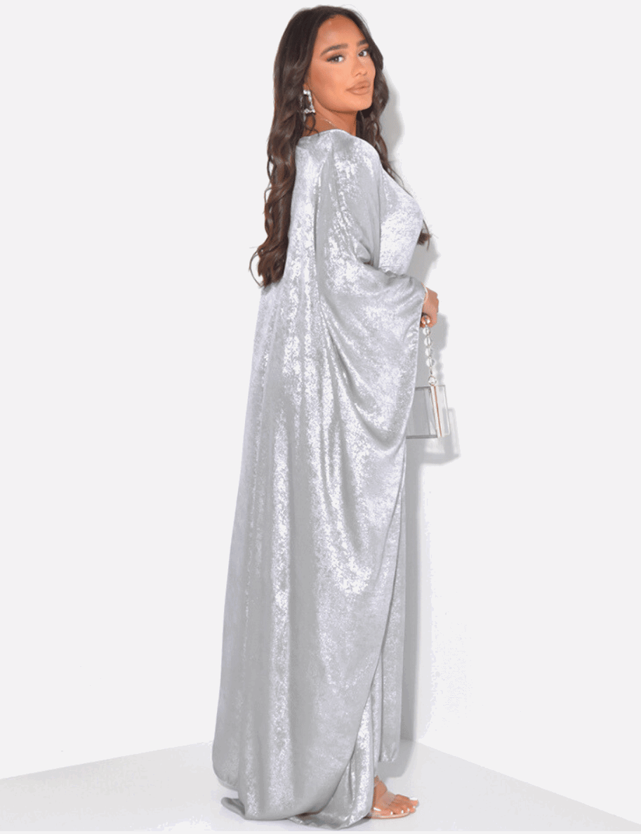 Luxury Silk Butterfly Abaya White
