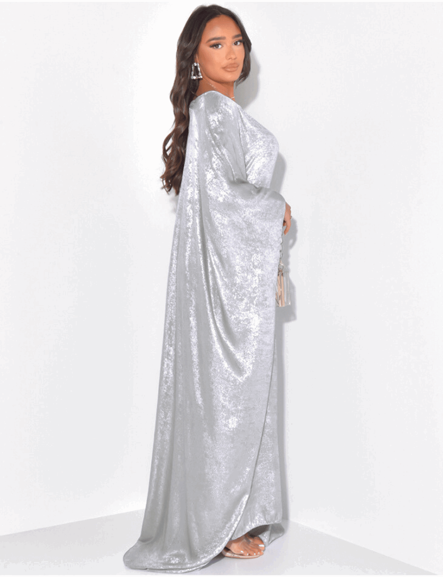 Luxury Silk Butterfly Abaya White