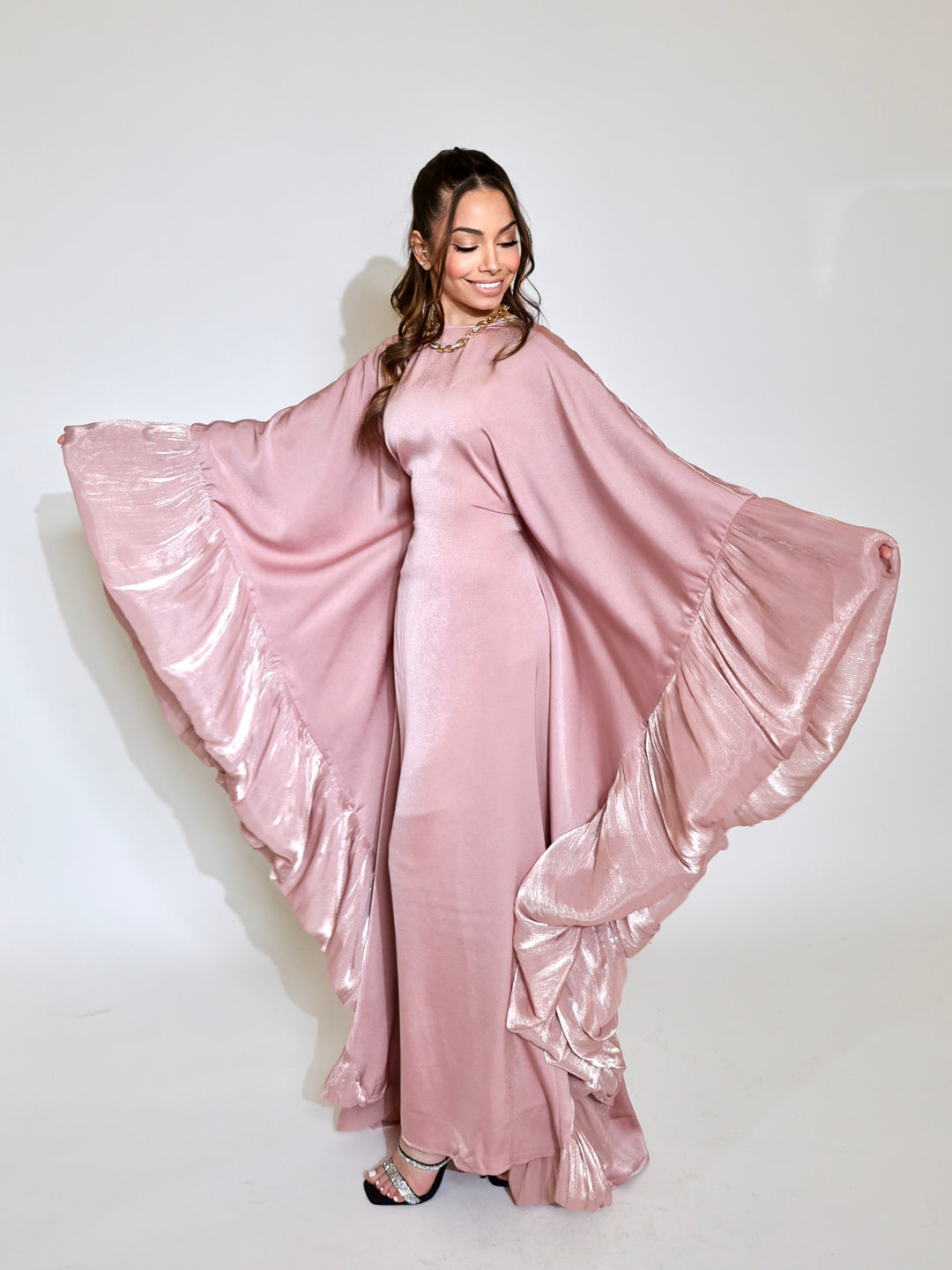 Luxury Silk Organza Butterfly Abaya - Black - Nour Modesty