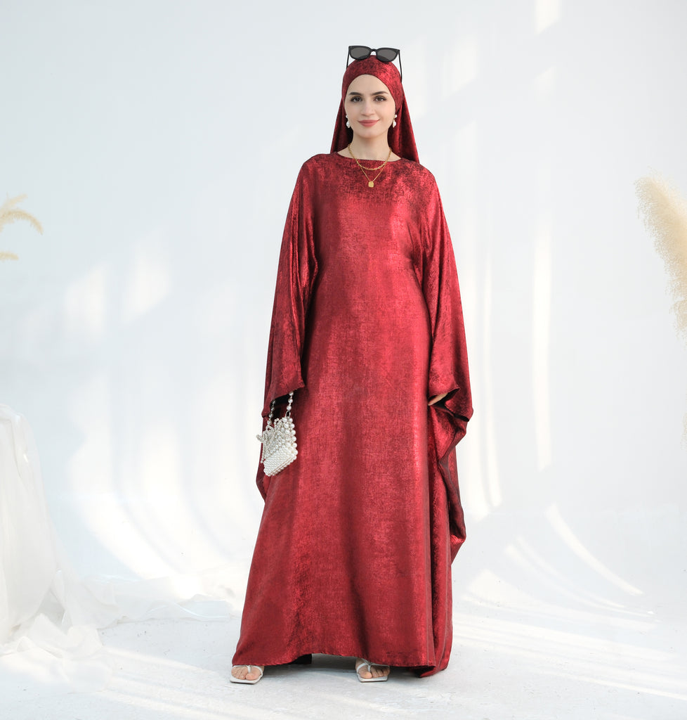 Luxury Butterfly Abaya - Red - Nour Modesty
