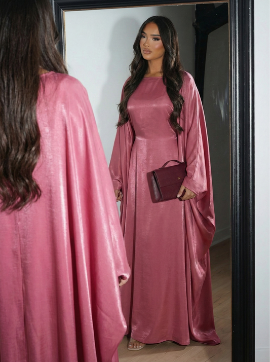 Shimmer Butterfly Abaya Pink - Nour Modesty