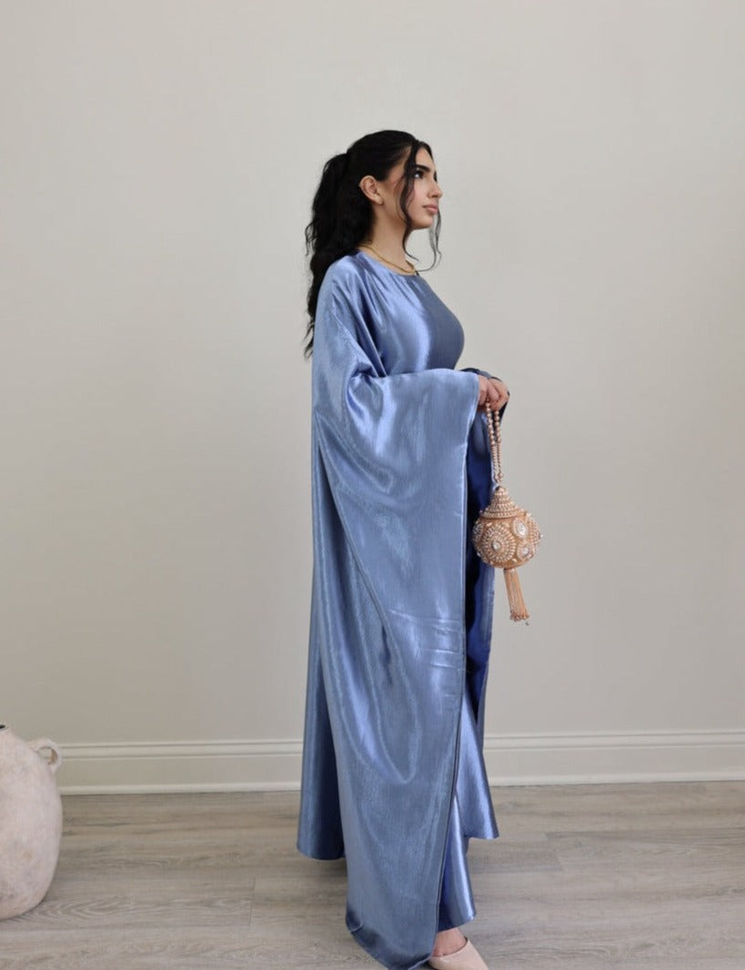 Luxury Silk Butterfly Abaya Cream - Nour Modesty