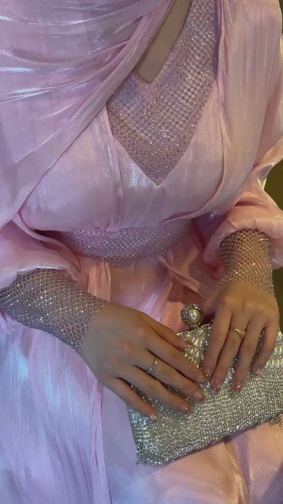 Luxury 4 PC Shiny Organza Abaya Set