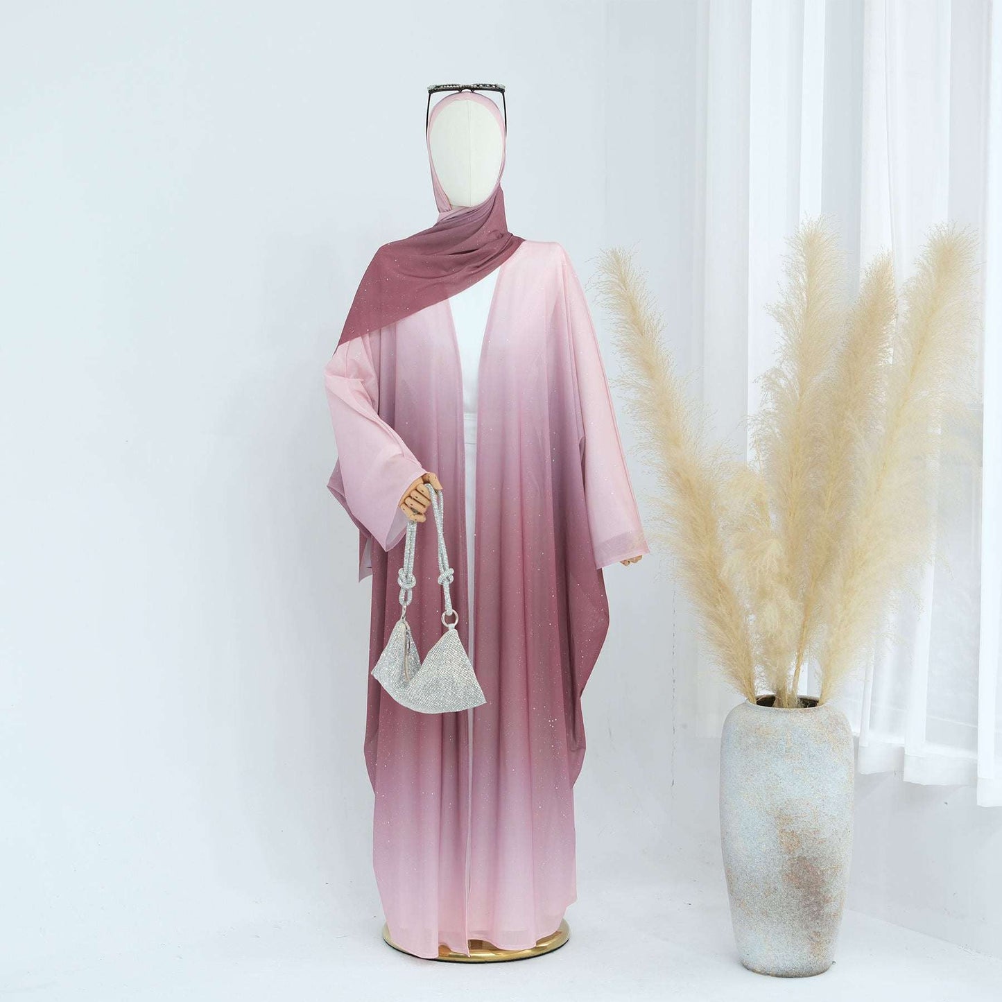Ombre Sparkly Abaya + Hijab Set Blue