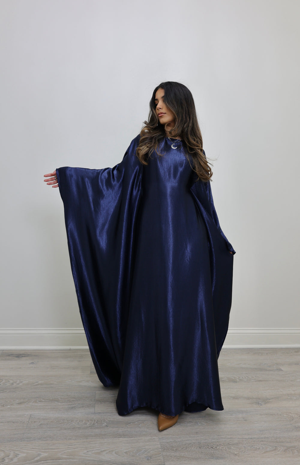 Luxury Silk Butterfly Abaya Silver - Nour Modesty