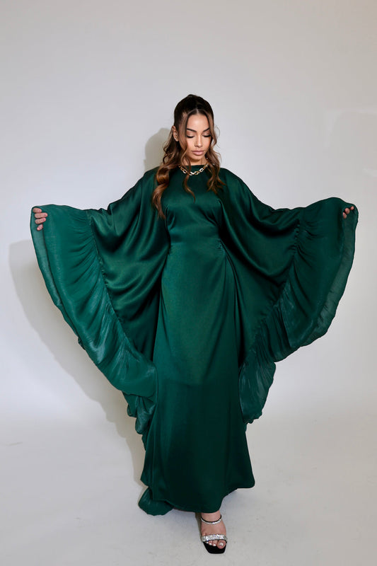 Luxury Silk Organza Butterfly Abaya - Black - Nour Modesty