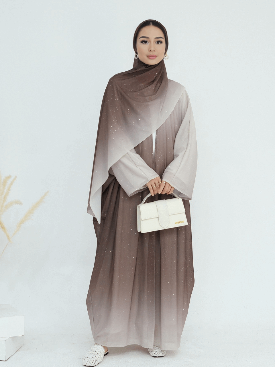 Ombre Sparkly Abaya + Hijab Set Green