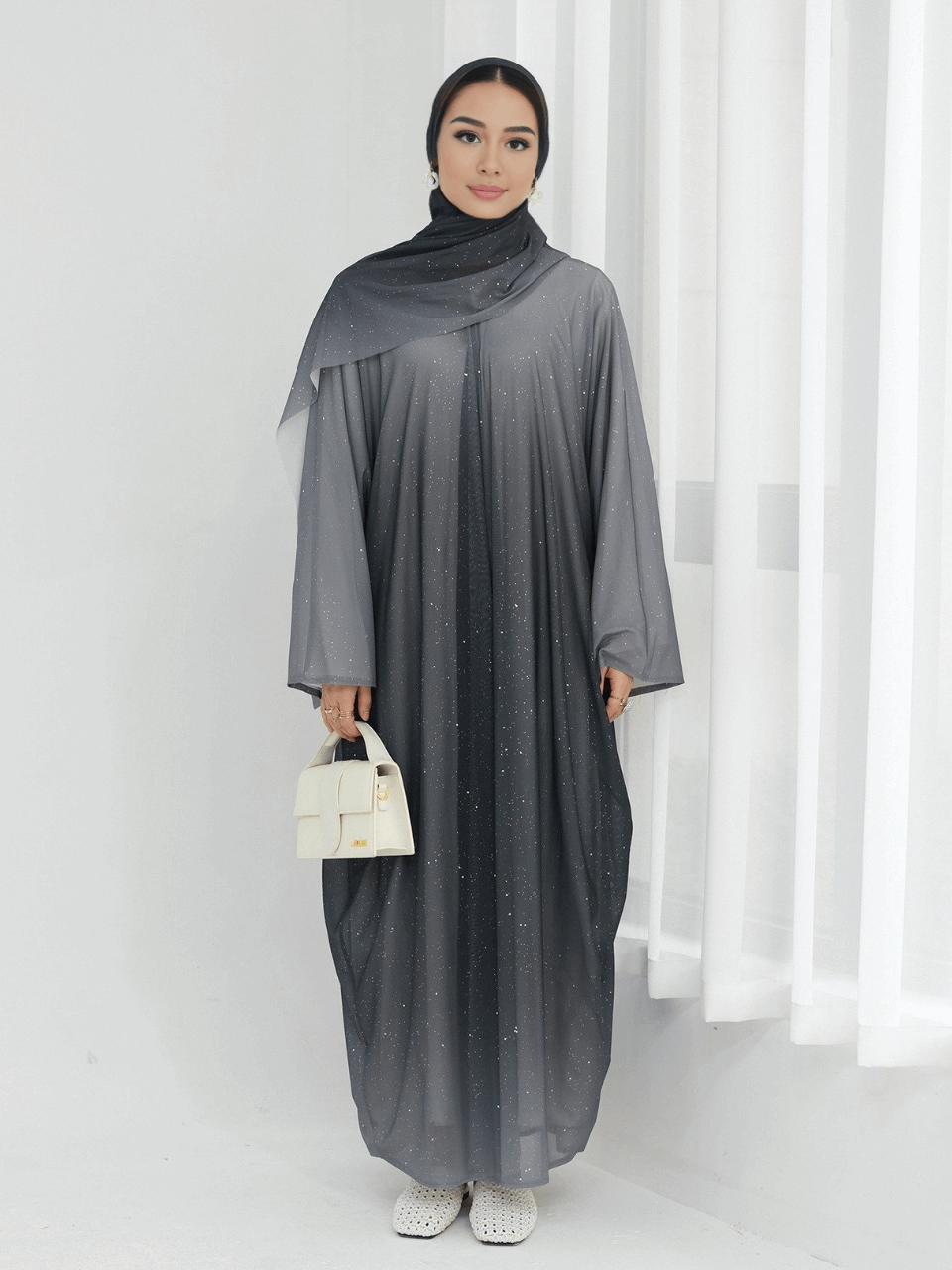 Ombre Sparkly Abaya + Hijab Set Blue