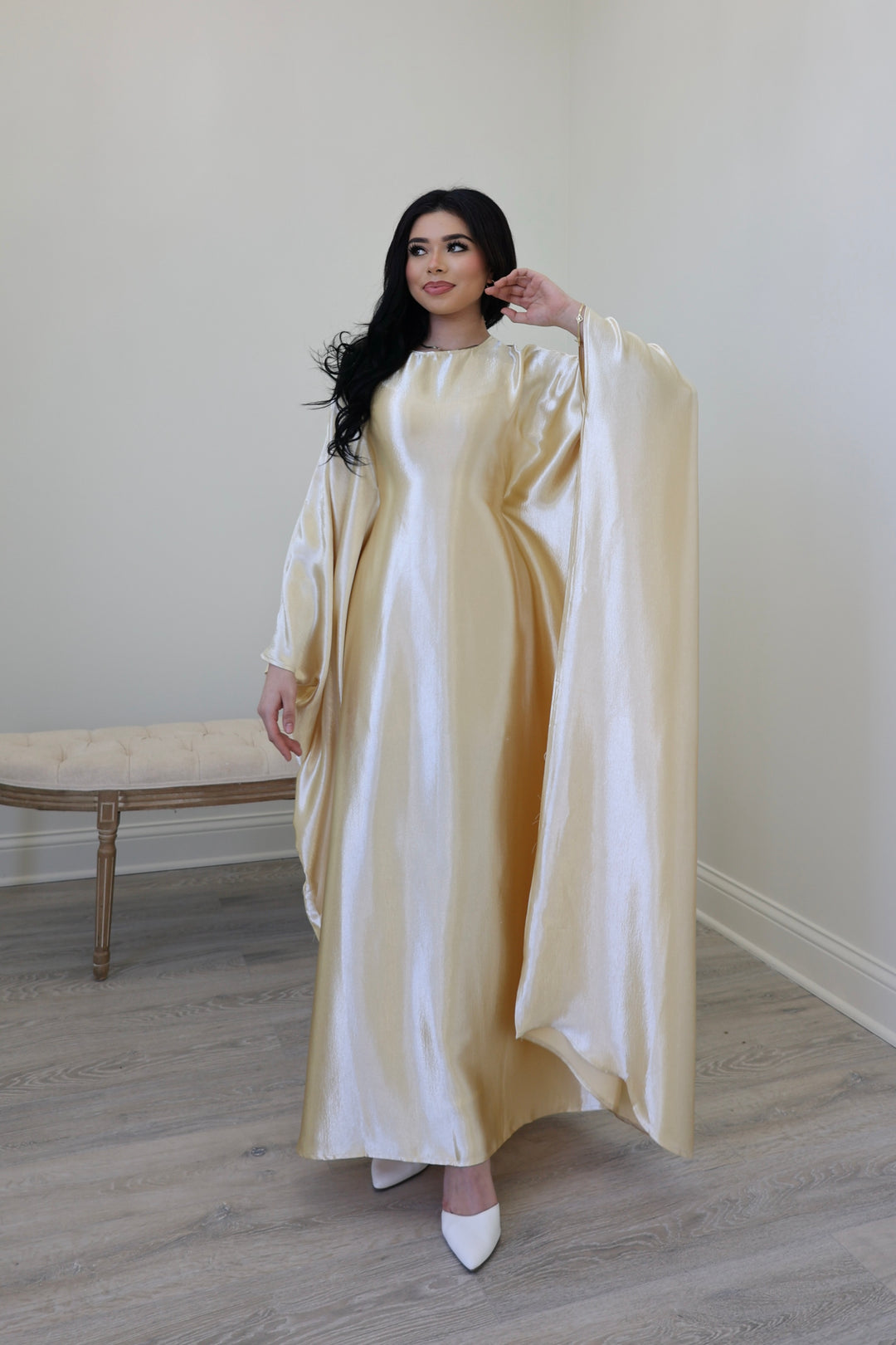 Luxury Silk Butterfly Abaya Black - Nour Modesty