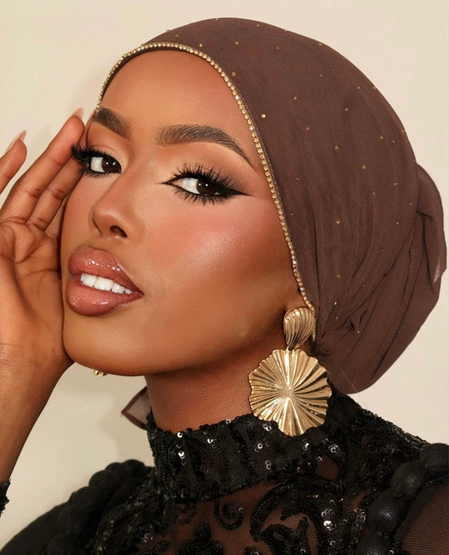 Rhinestone Luxury Hijab - Green - Nour Modesty