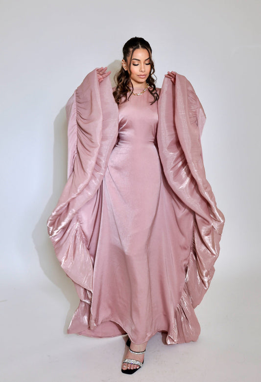 Luxury Silk Organza Butterfly Abaya - Black - Nour Modesty