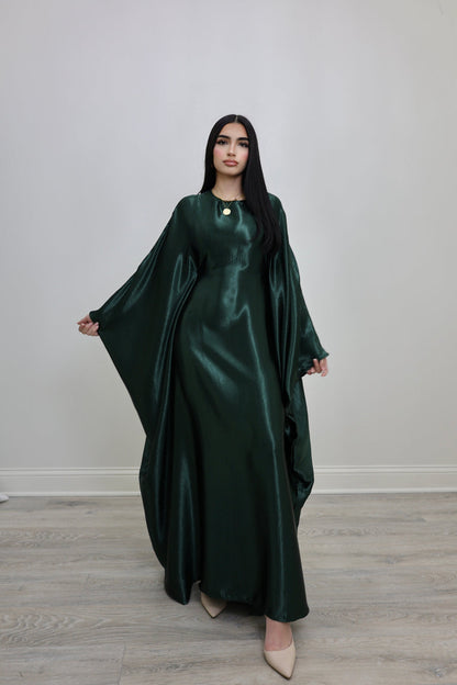 Luxury Silk Butterfly Abaya Cream - Nour Modesty