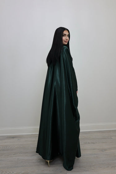 Luxury Silk Butterfly Abaya Emerald Green - Nour Modesty