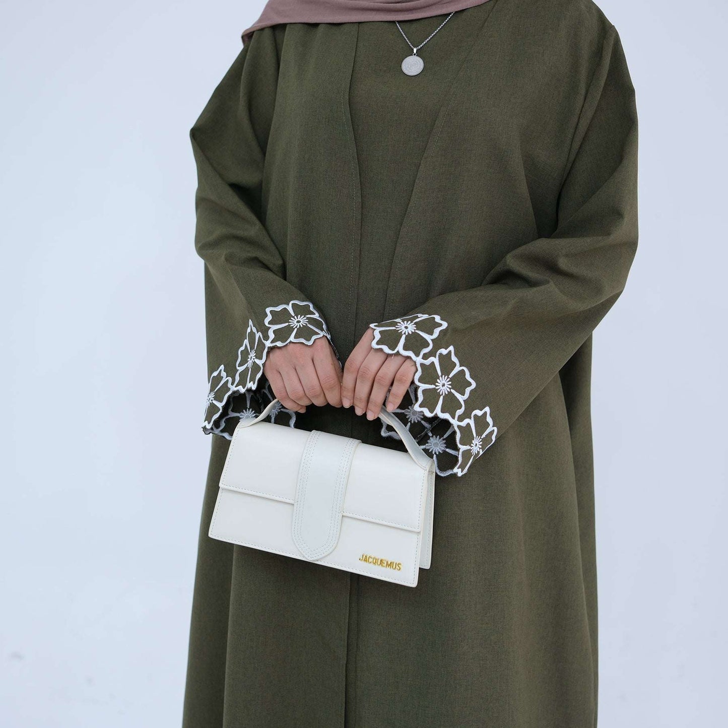 Noor Linen Abaya Set - Brown