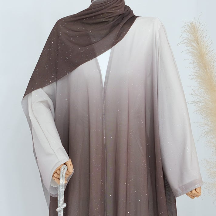 Ombre Sparkly Abaya + Hijab Set Green - Nour Modesty