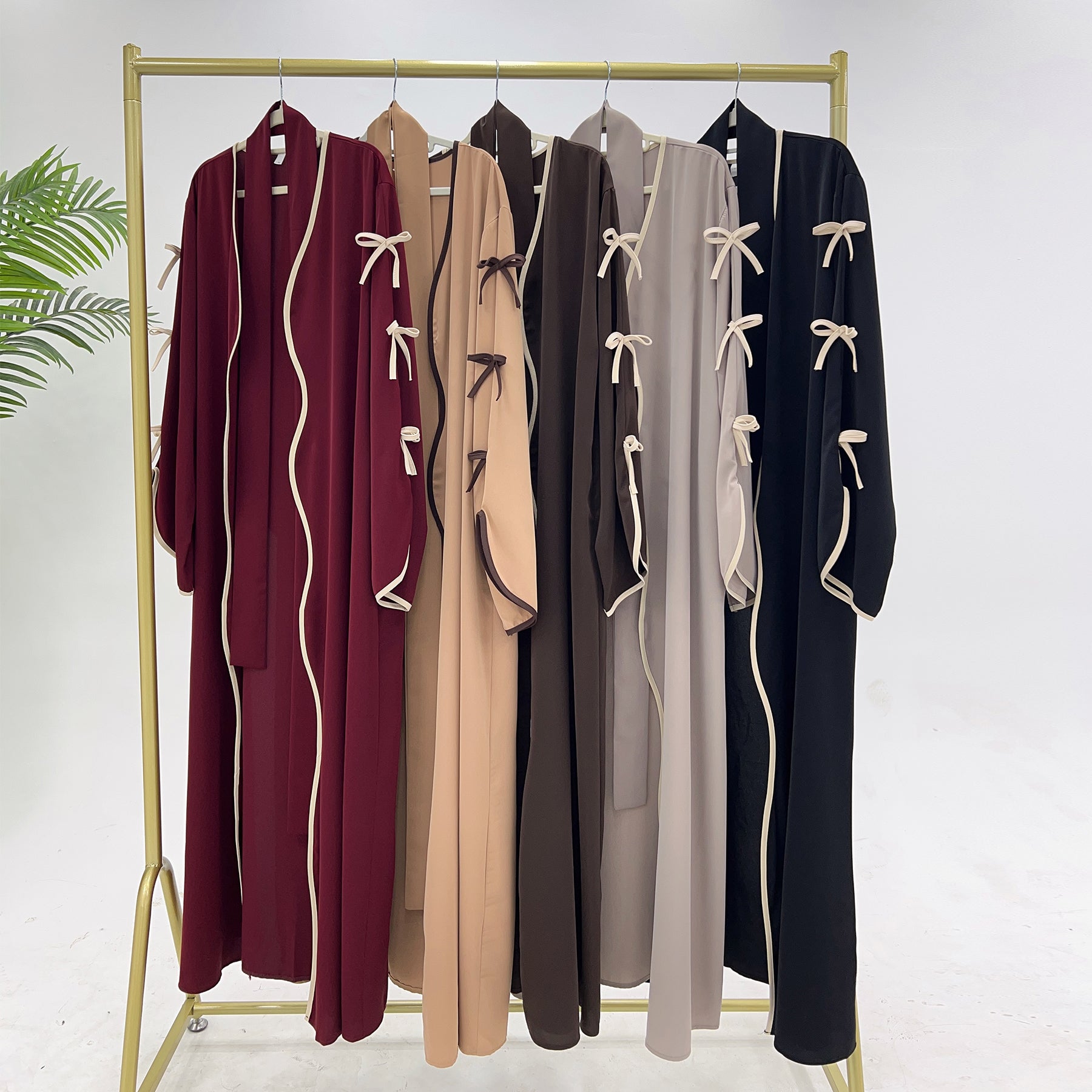 Bow Open Abaya - Brown - Nour Modesty