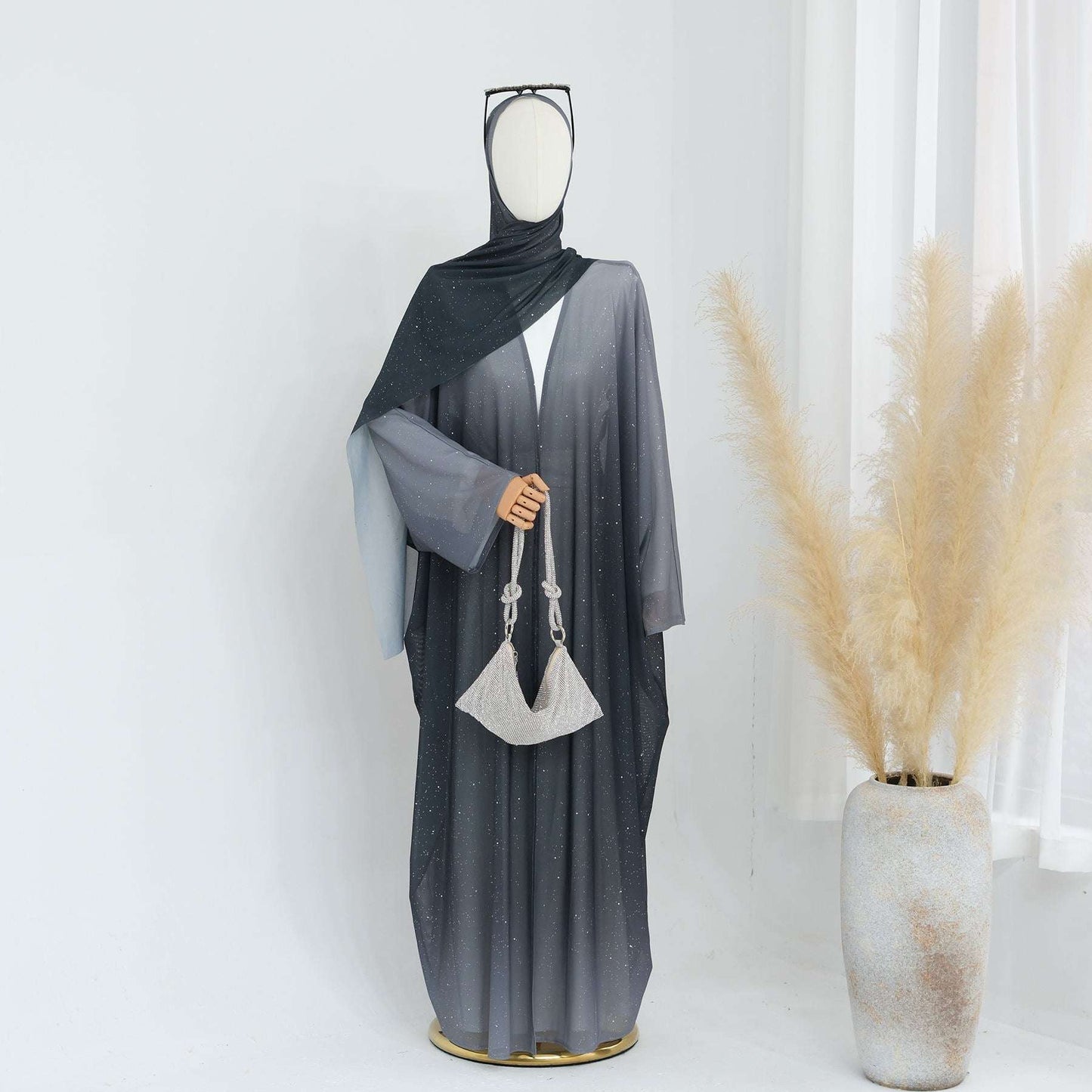 Ombre Sparkly Abaya + Hijab Set Green