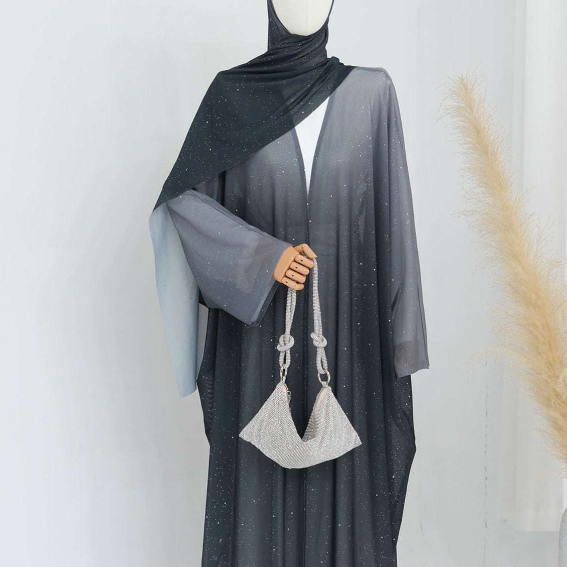 Ombre Sparkly Abaya + Hijab Set Blue