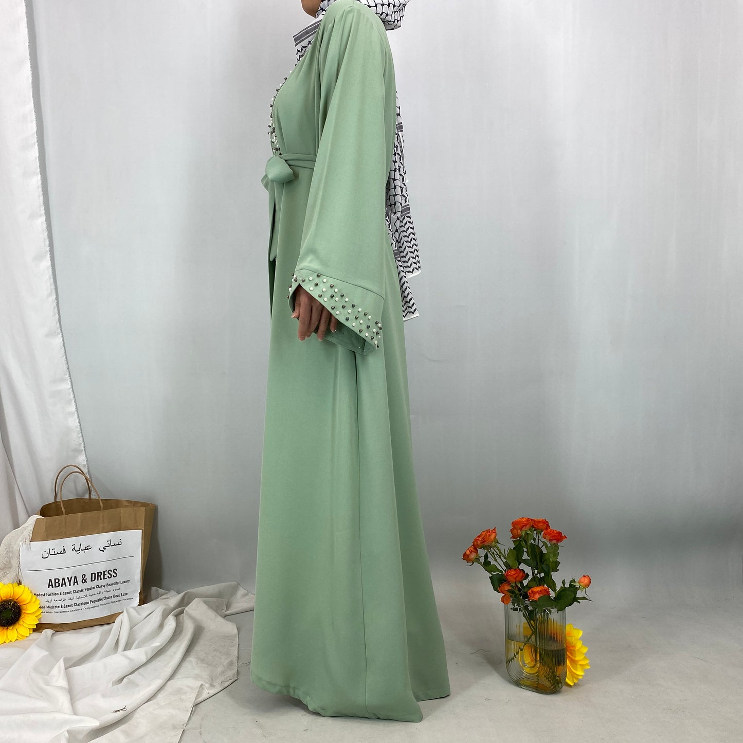 Luxury Beaded Open Abaya