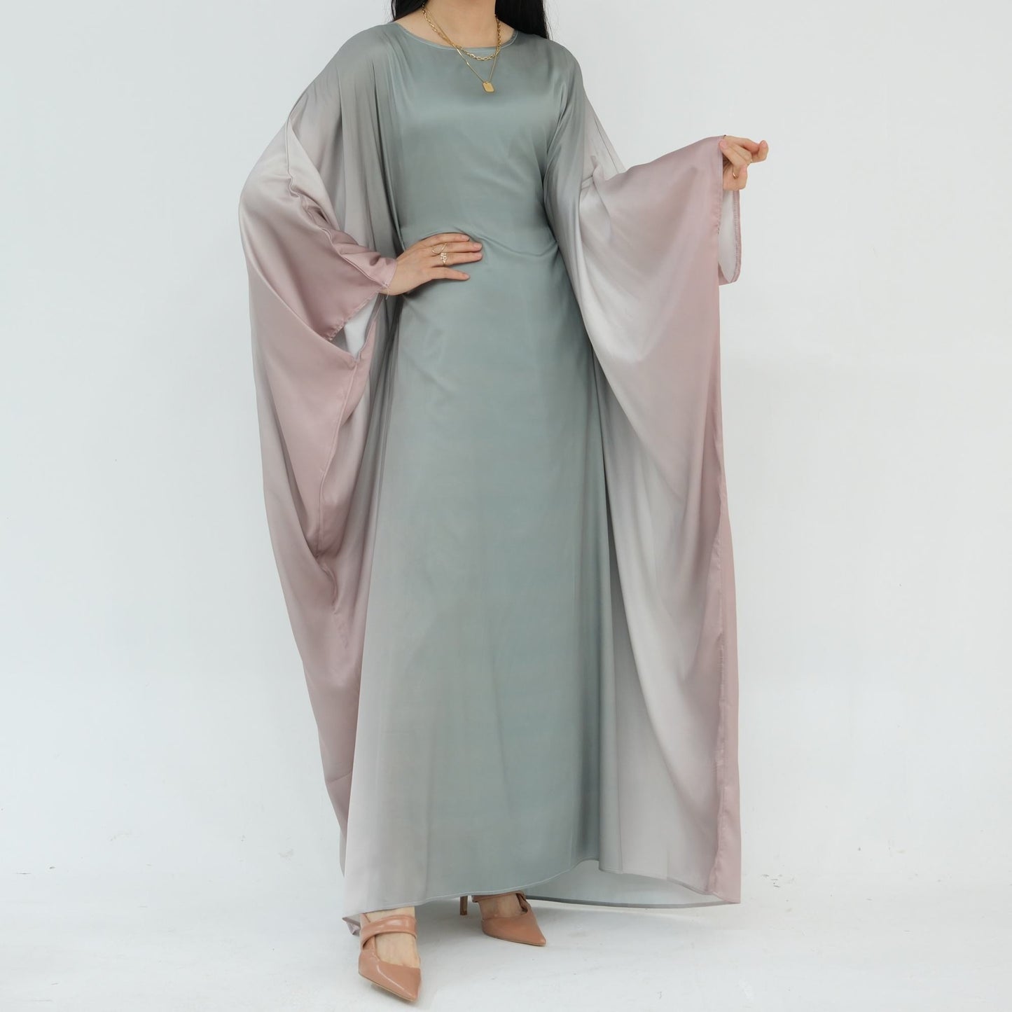 Luxury Ombre Butterfly Abaya - Blue - Nour Modesty