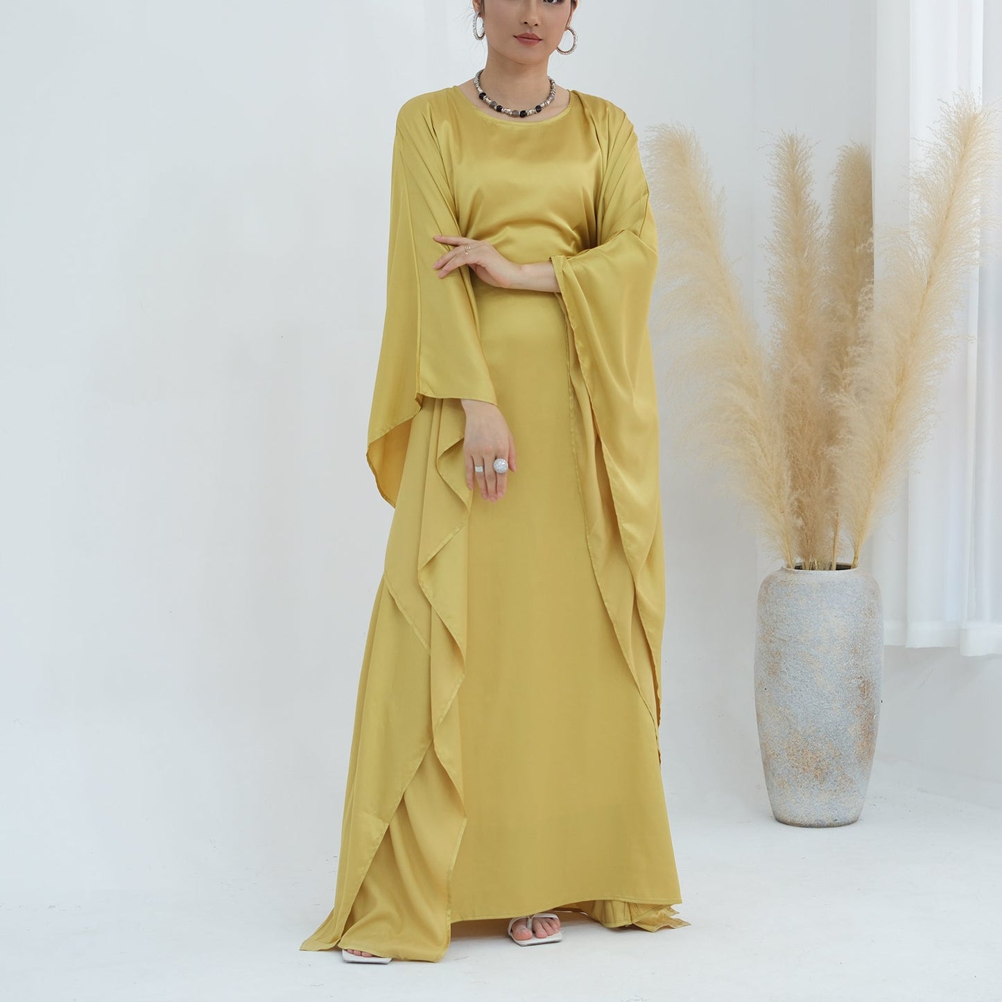 Luxury Silk Butterfly Abaya - Pink - Nour Modesty