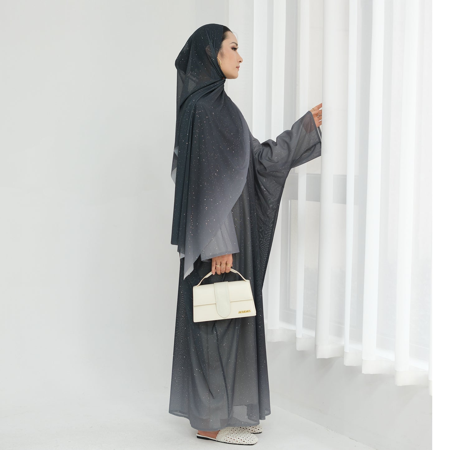 Ombre Sparkly Abaya + Hijab Set Green - Nour Modesty
