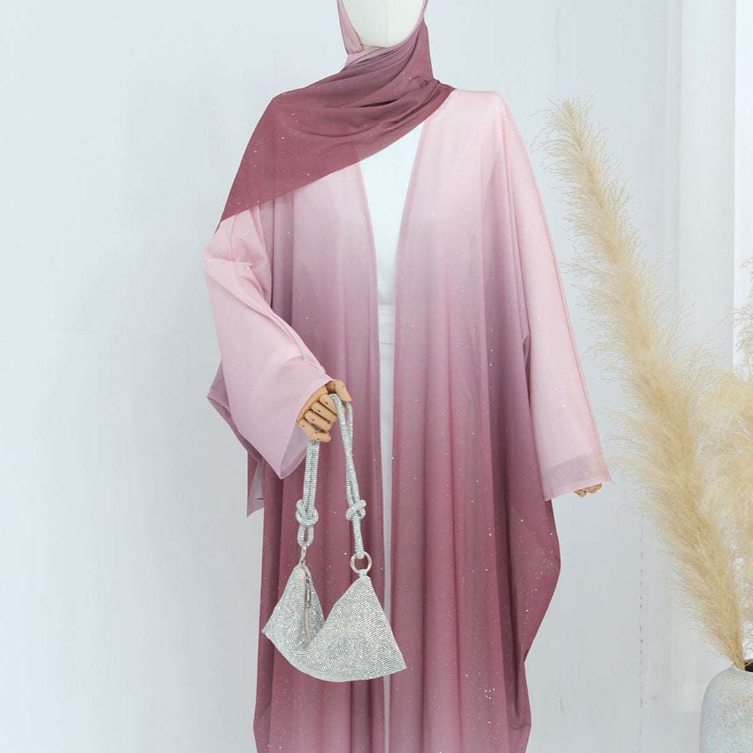 Ombre Sparkly Abaya + Hijab Set Blue