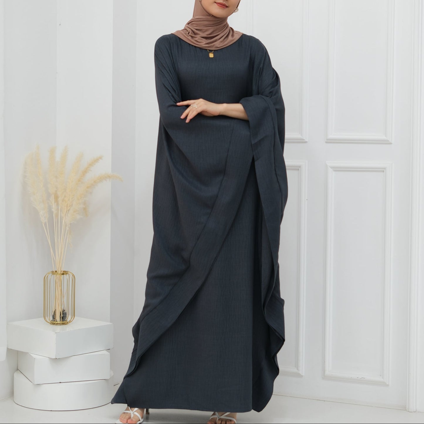 Linen Butterfly Abaya - Nour Modesty