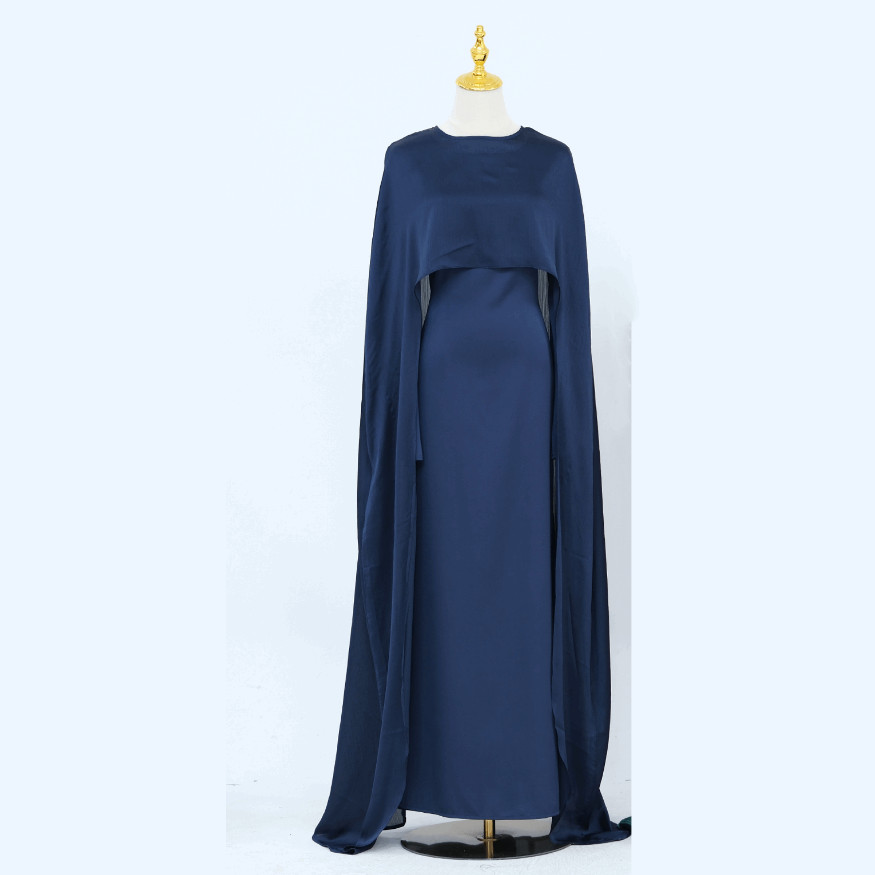 Luxury Long Satin Cape Dress