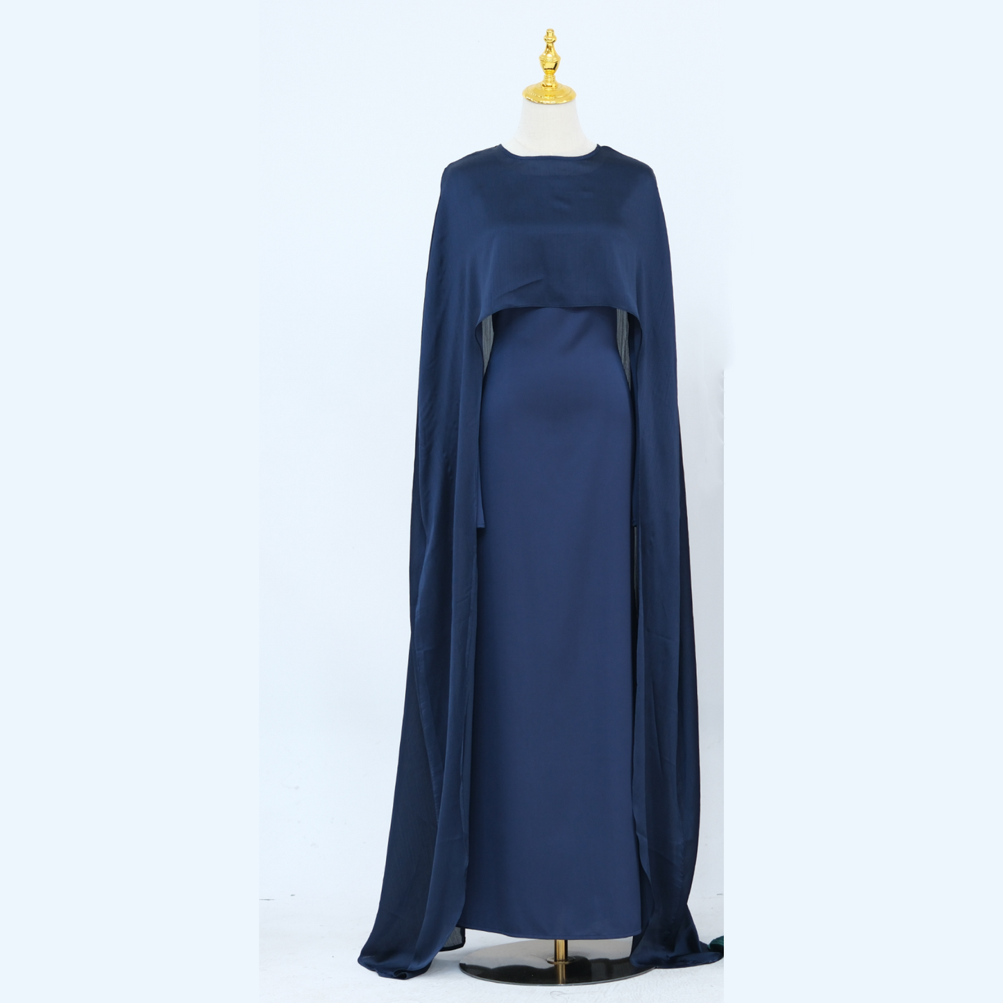 Luxury Long Satin Cape Dress - Nour Modesty