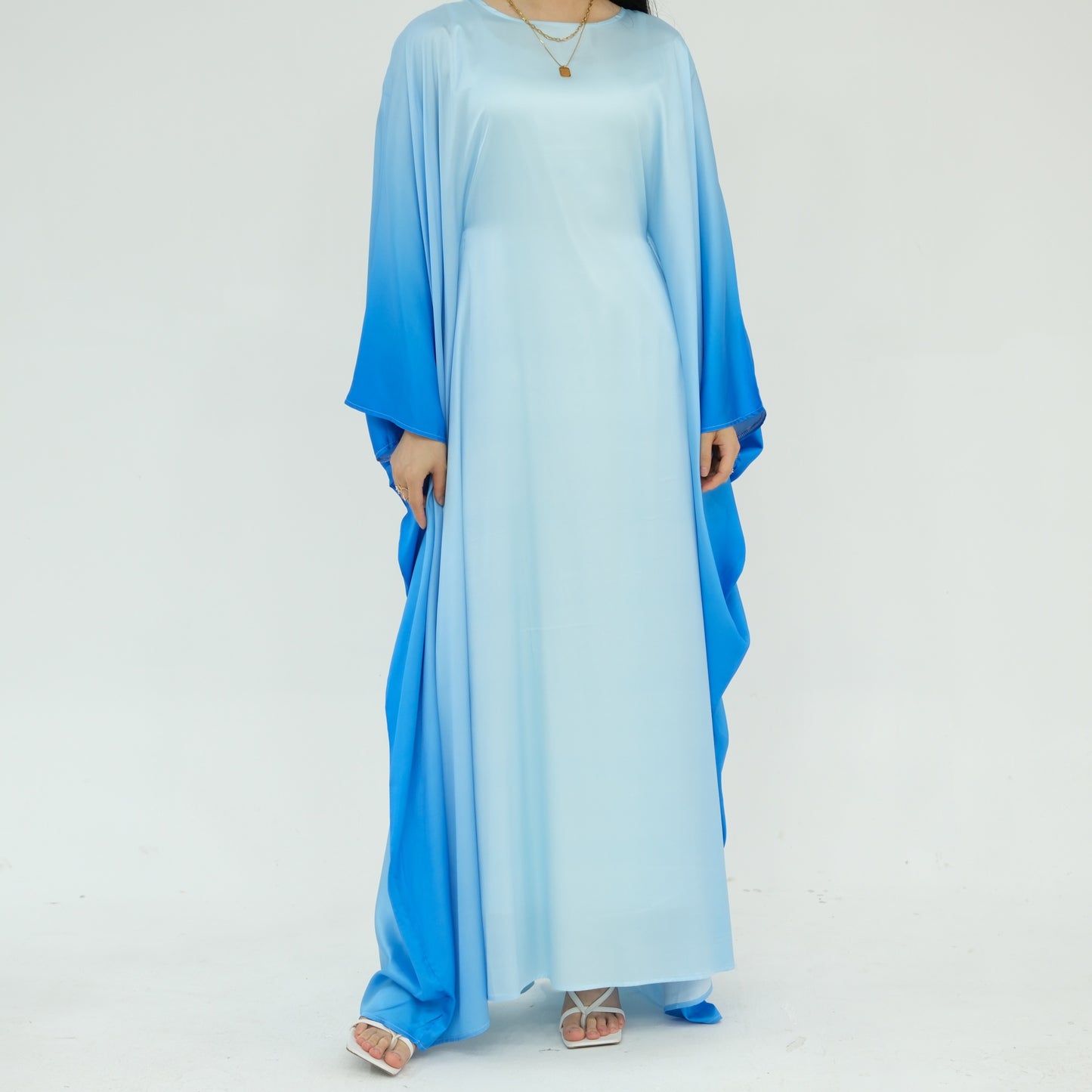 Luxury Ombre Butterfly Abaya - Blue - Nour Modesty