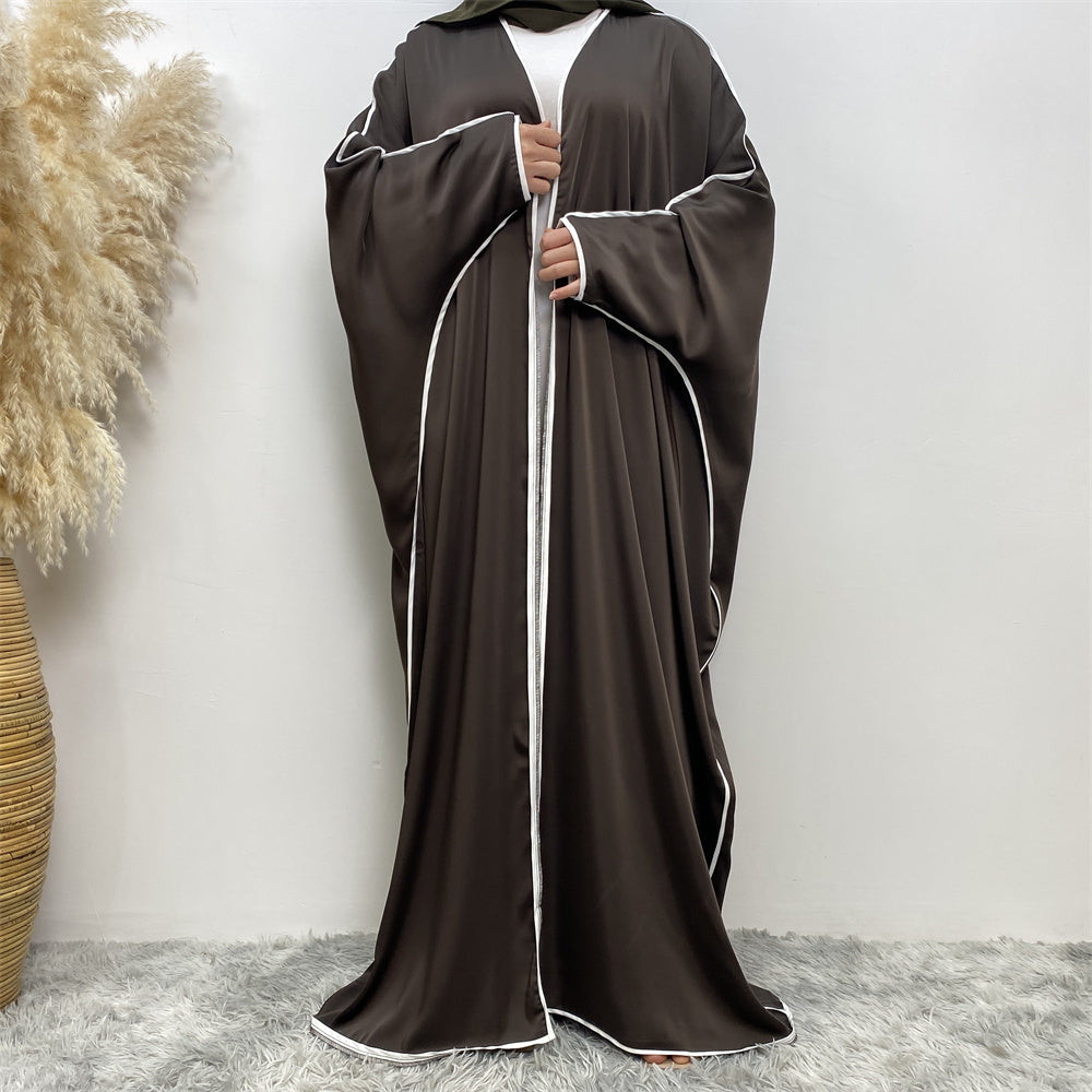 Luxury Satin Open Abaya Gray - Nour Modesty