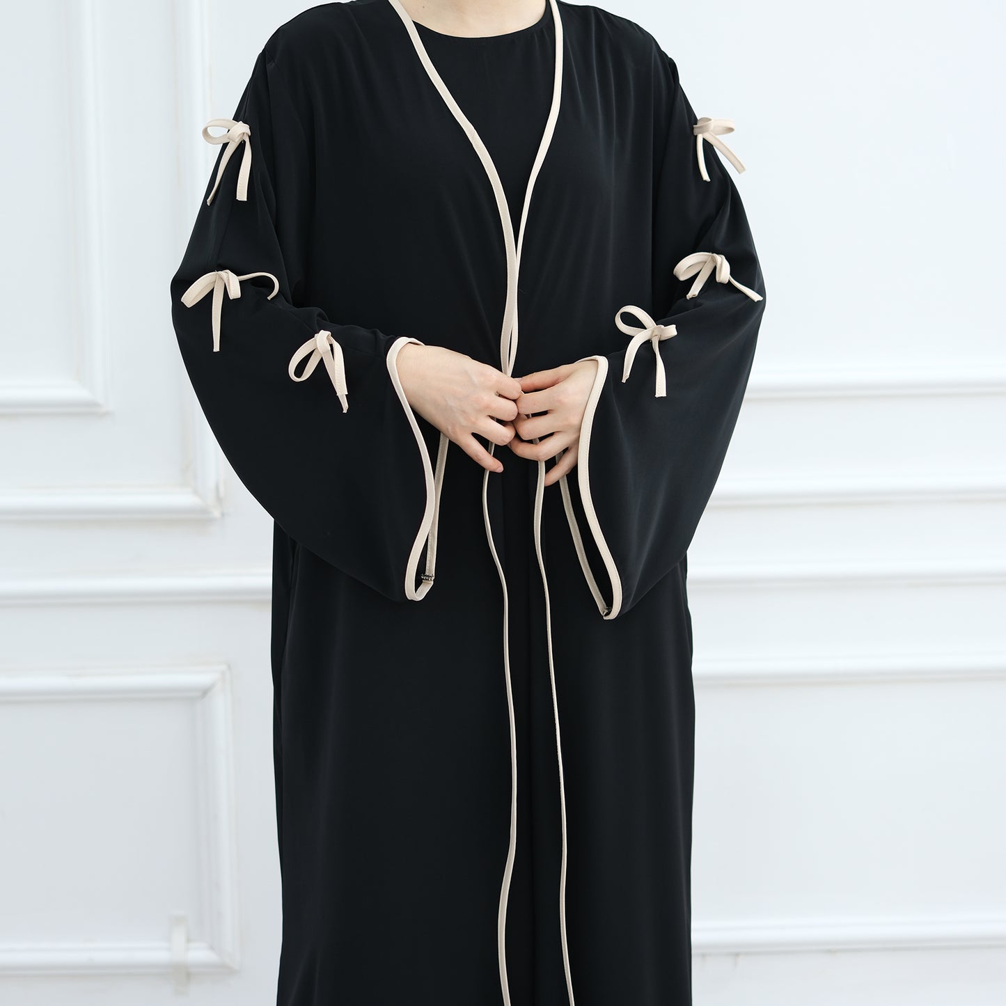 Bow Open Abaya - Brown - Nour Modesty