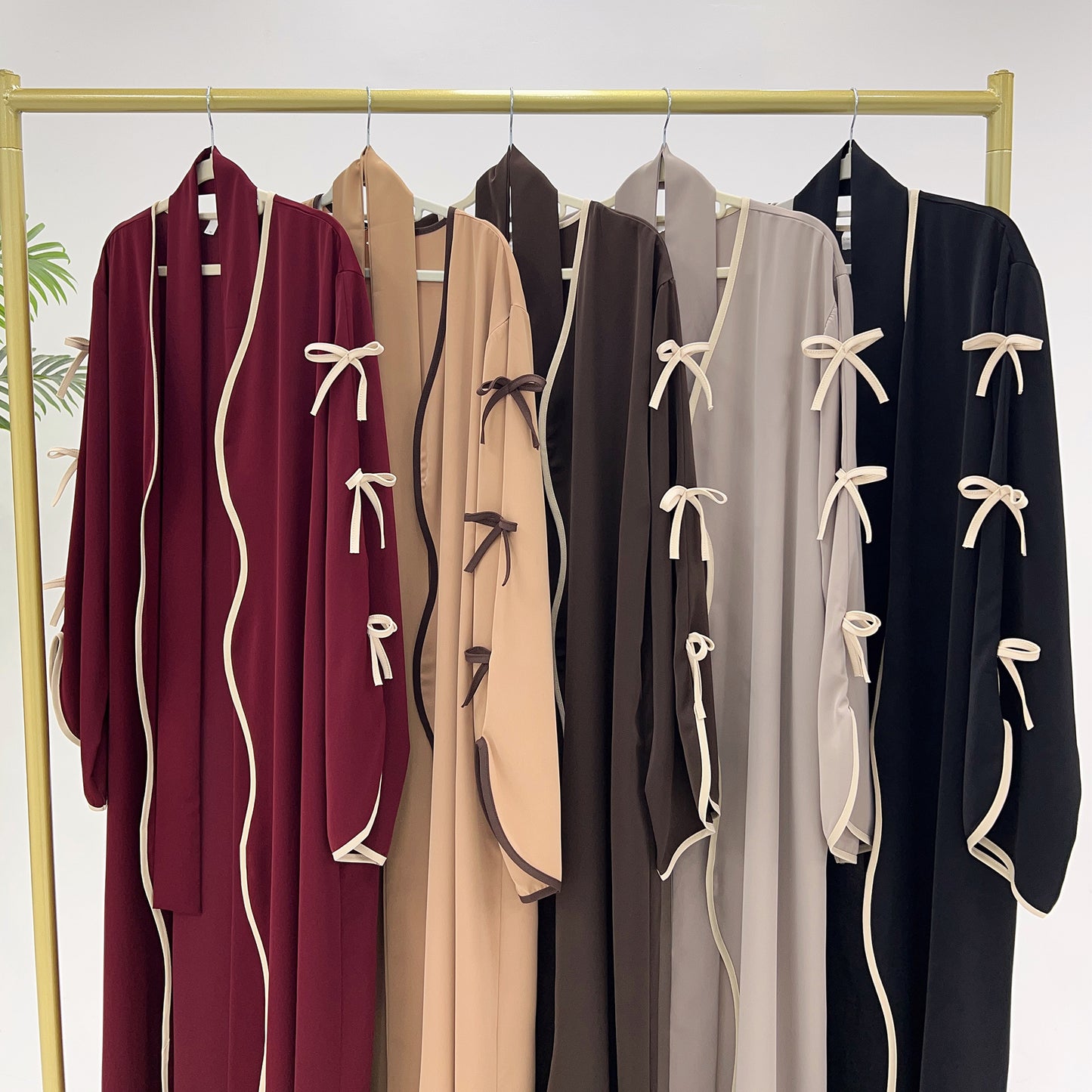 Bow Open Abaya - Brown - Nour Modesty