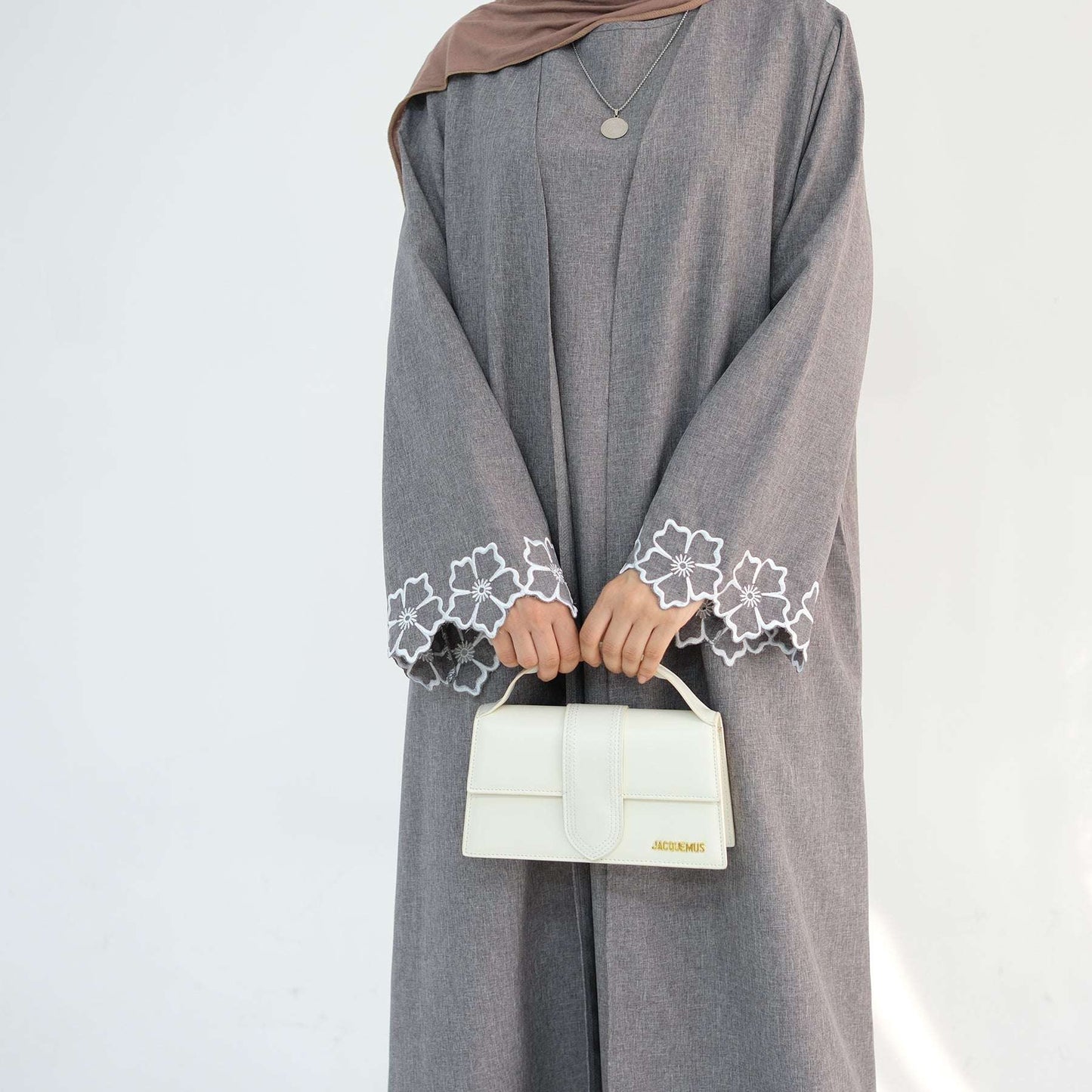 Noor Linen Abaya Set - Brown
