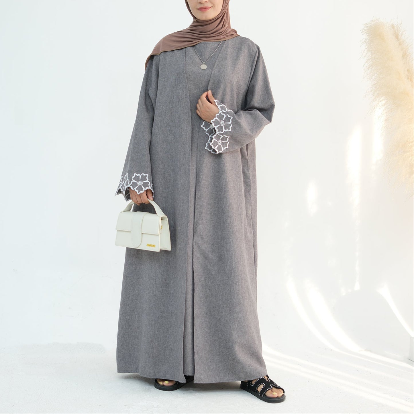 Noor Linen Abaya Set - Black - Nour Modesty