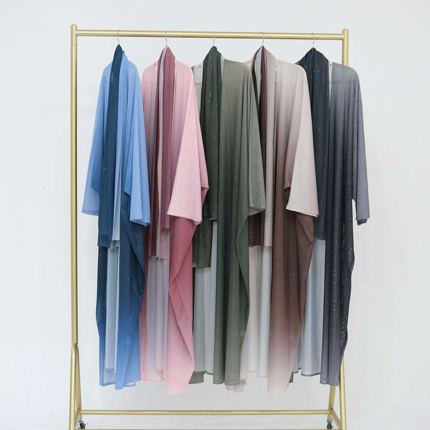 Ombre Sparkly Abaya + Hijab Set Green