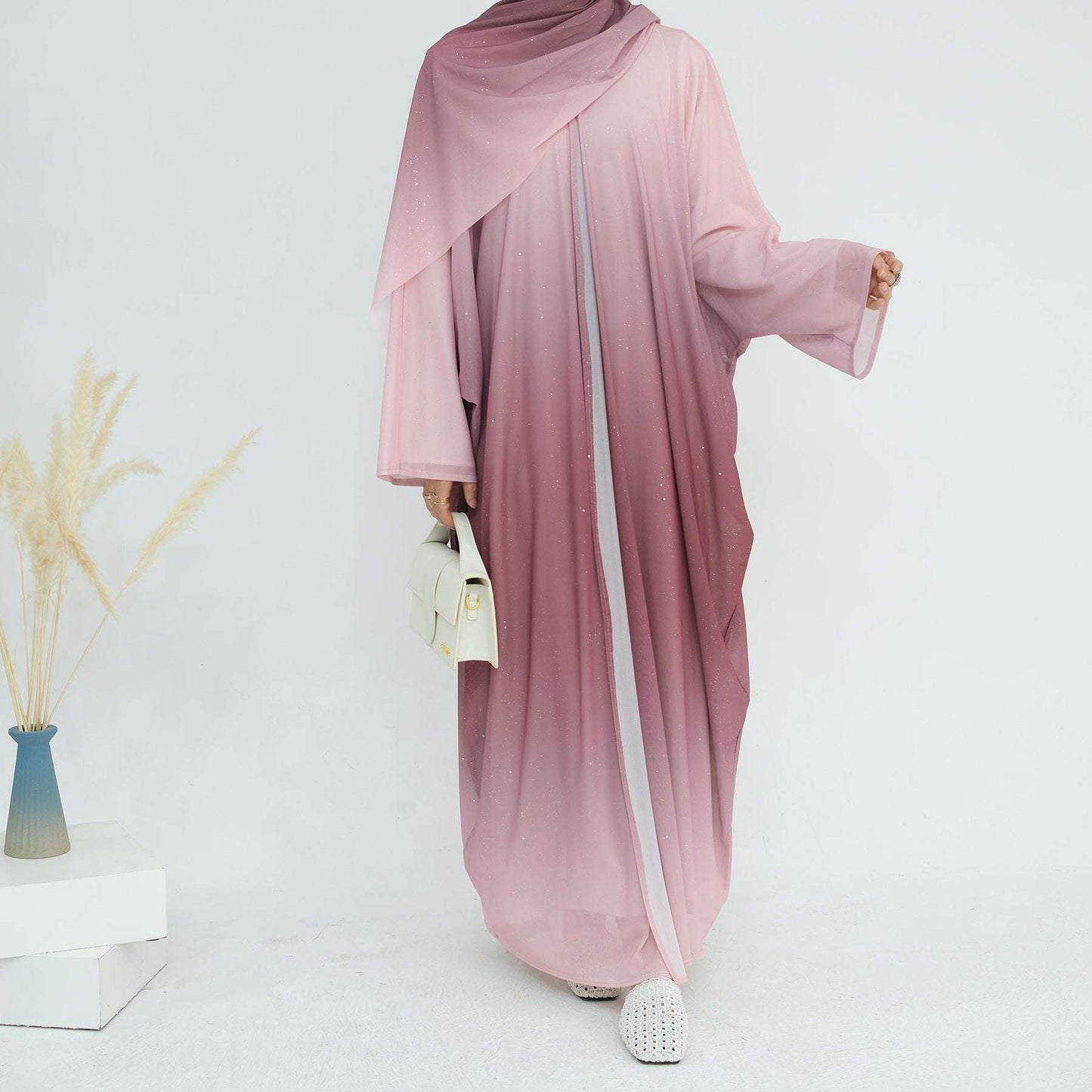 Ombre Sparkly Abaya + Hijab Set Blue