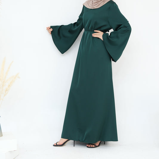 Luxury Long Satin Cape Dress - Nour Modesty