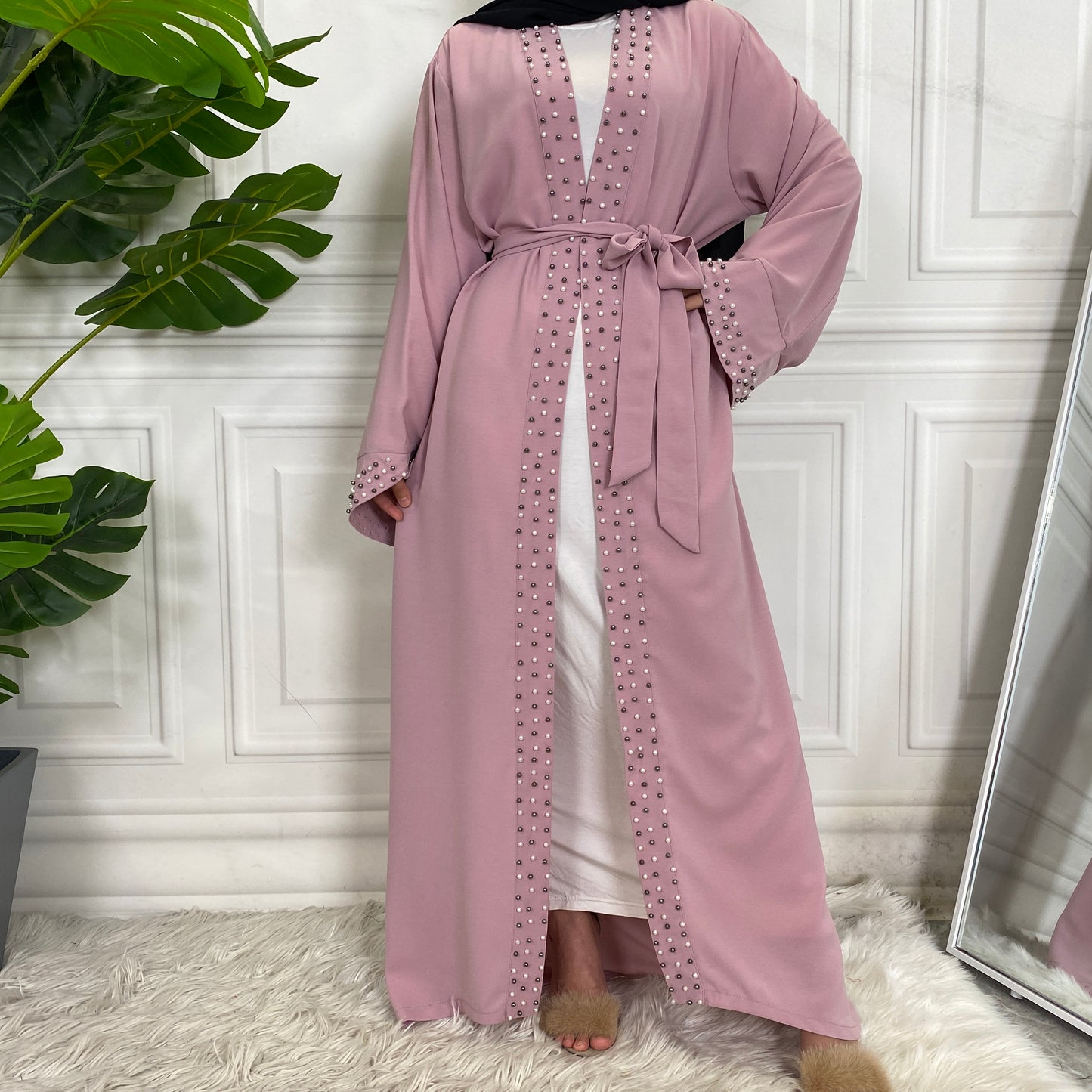 Luxury Beaded Open Abaya